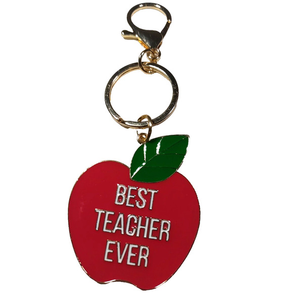 Best Teacher Ever Metal Apple Keychain School - Picture 2 of 3